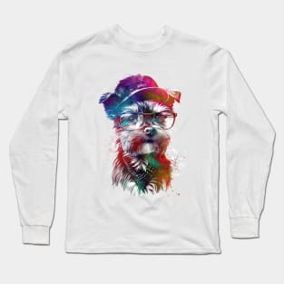 Dog hipster graphic art #dog Long Sleeve T-Shirt